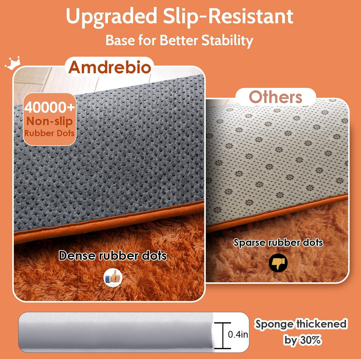 Amdrebio Burnt Orange Fall Shag Runner Area Rug 2x6 for Bedroom Living Room