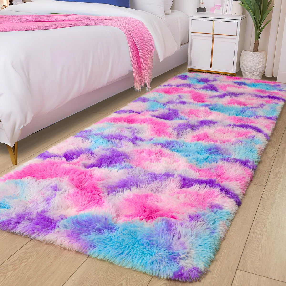 Tepook Black Soft Runner Rugs for Bedroom 2x6 ft with Rubber Backing