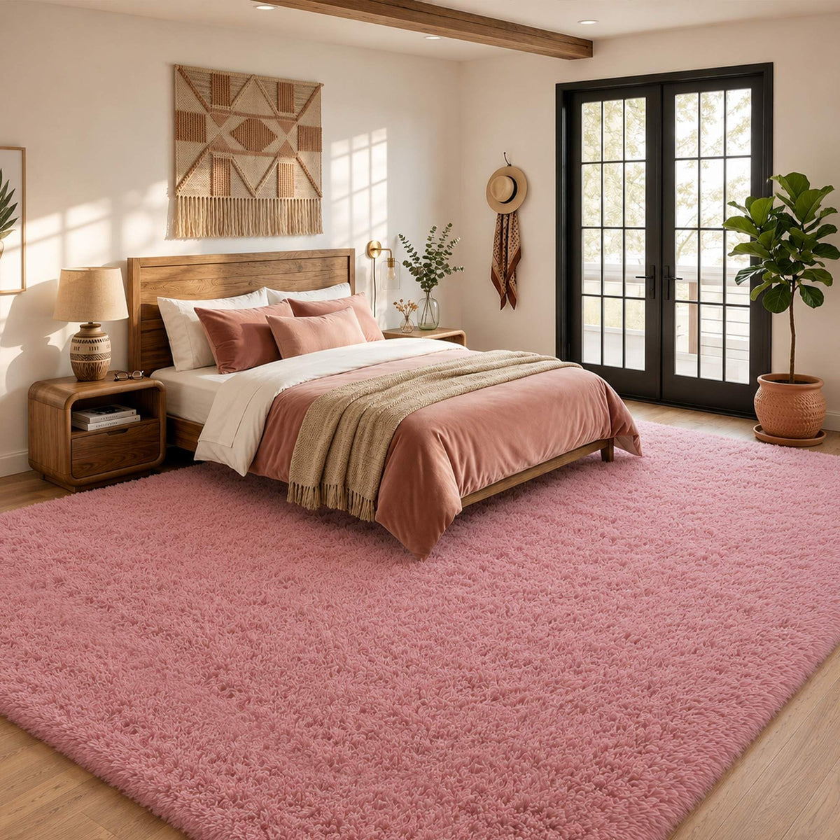 Baby Pink Fluffy Area Rug, Soft Washable, 2x5 Ft for Bedside