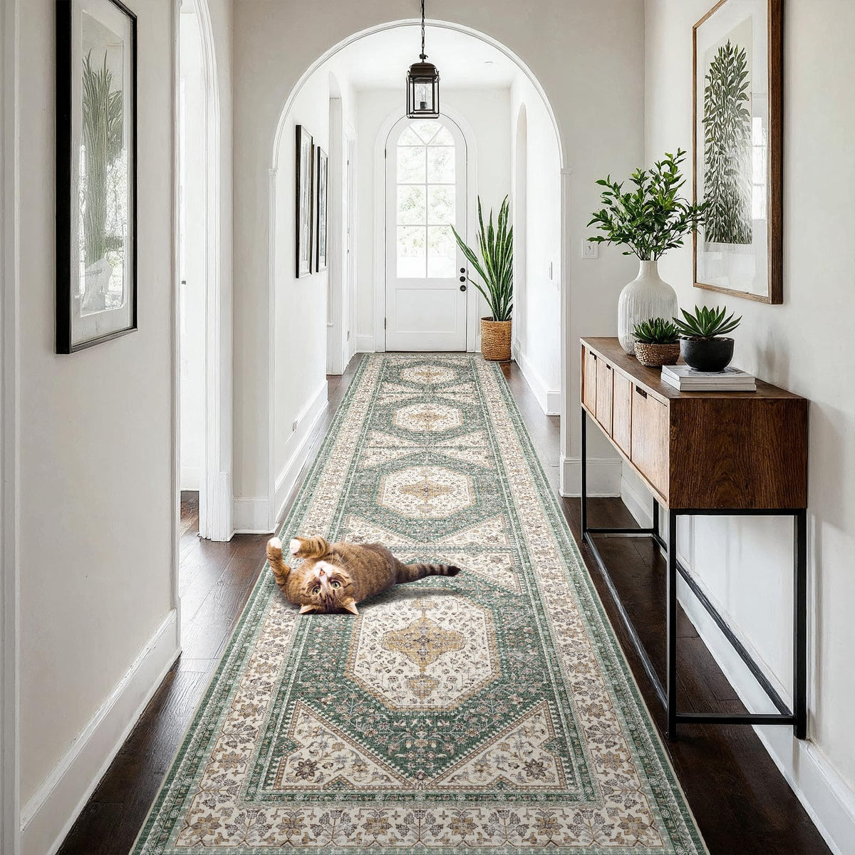 2x3 Washable Entryway Area Rug - Non-Slip Boho Throw Rugs Beige Gray