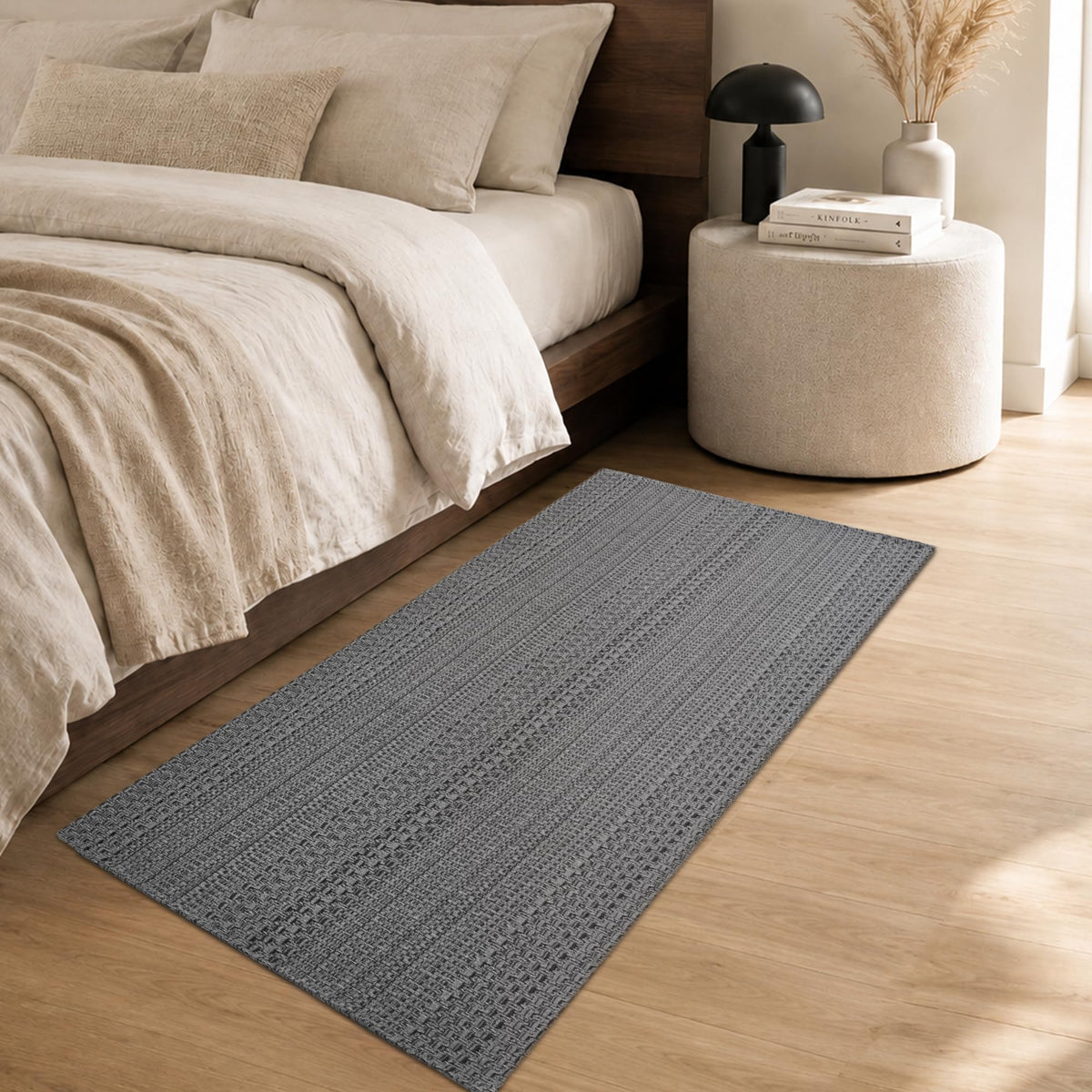 MatEssenz 2x3 Textured Washable Entry Rug, Natural Woven Low-Profile Door Mat with Non-Slip TPR Backing, Brown, for Entryway, Kitchen, Laundry Room