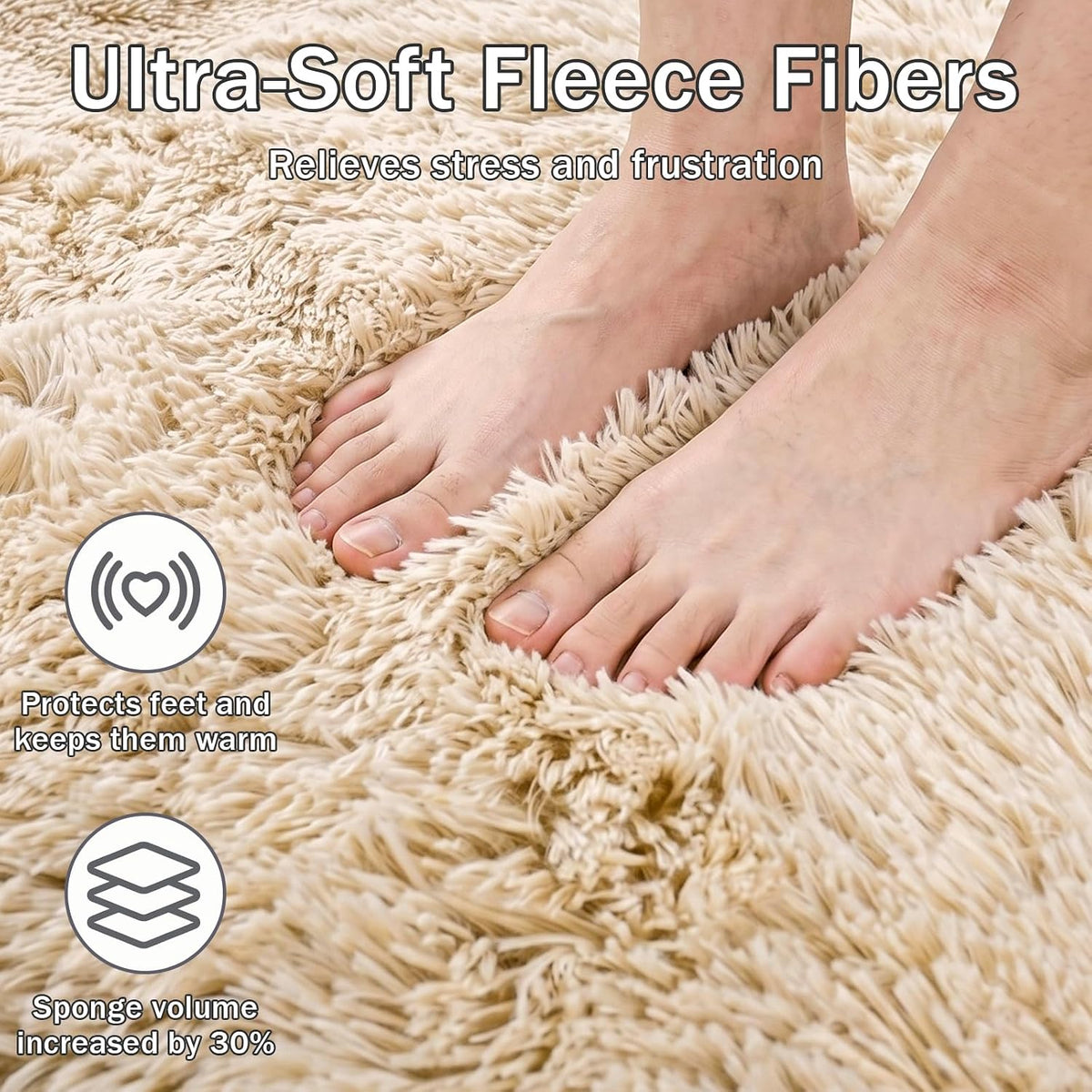 Runner Rugs for Bedroom Living Room, 2x6 Ultra Soft Plush Fluffy Bedside Rug, Long Shaggy Furry Bedroom Throw Rugs Floor Rug with High-Density Non-Slip Bottom for Dorm, Hallway, Ivory White, 2Pcs