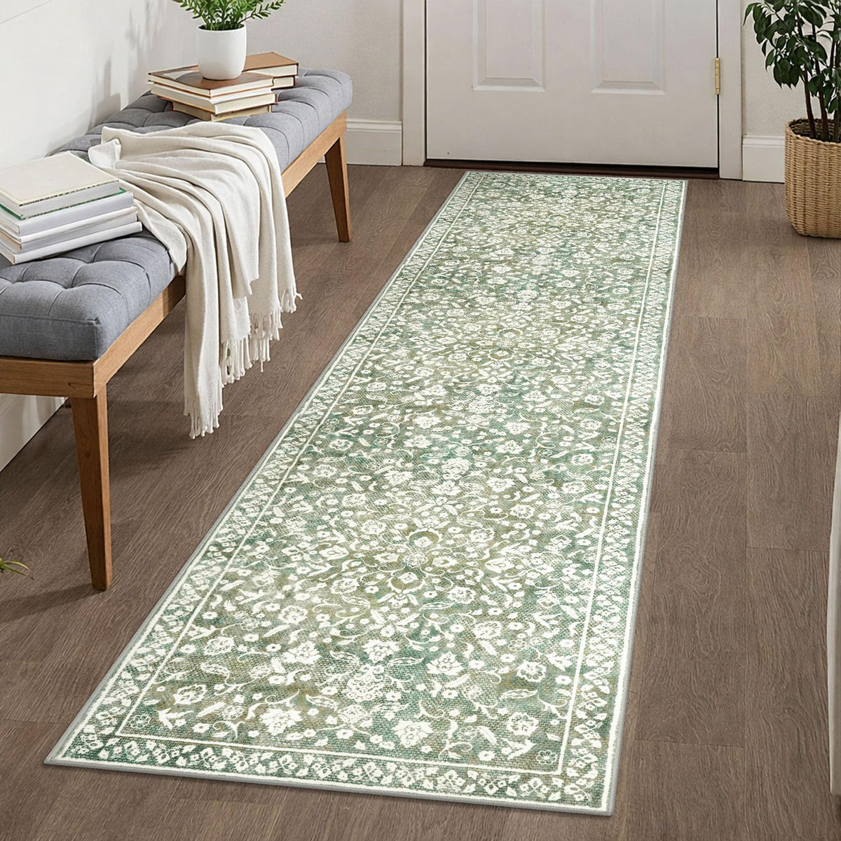 Vintage Washable Entryway Rug 2x3 Small Area Rug Non Slip Door Mat