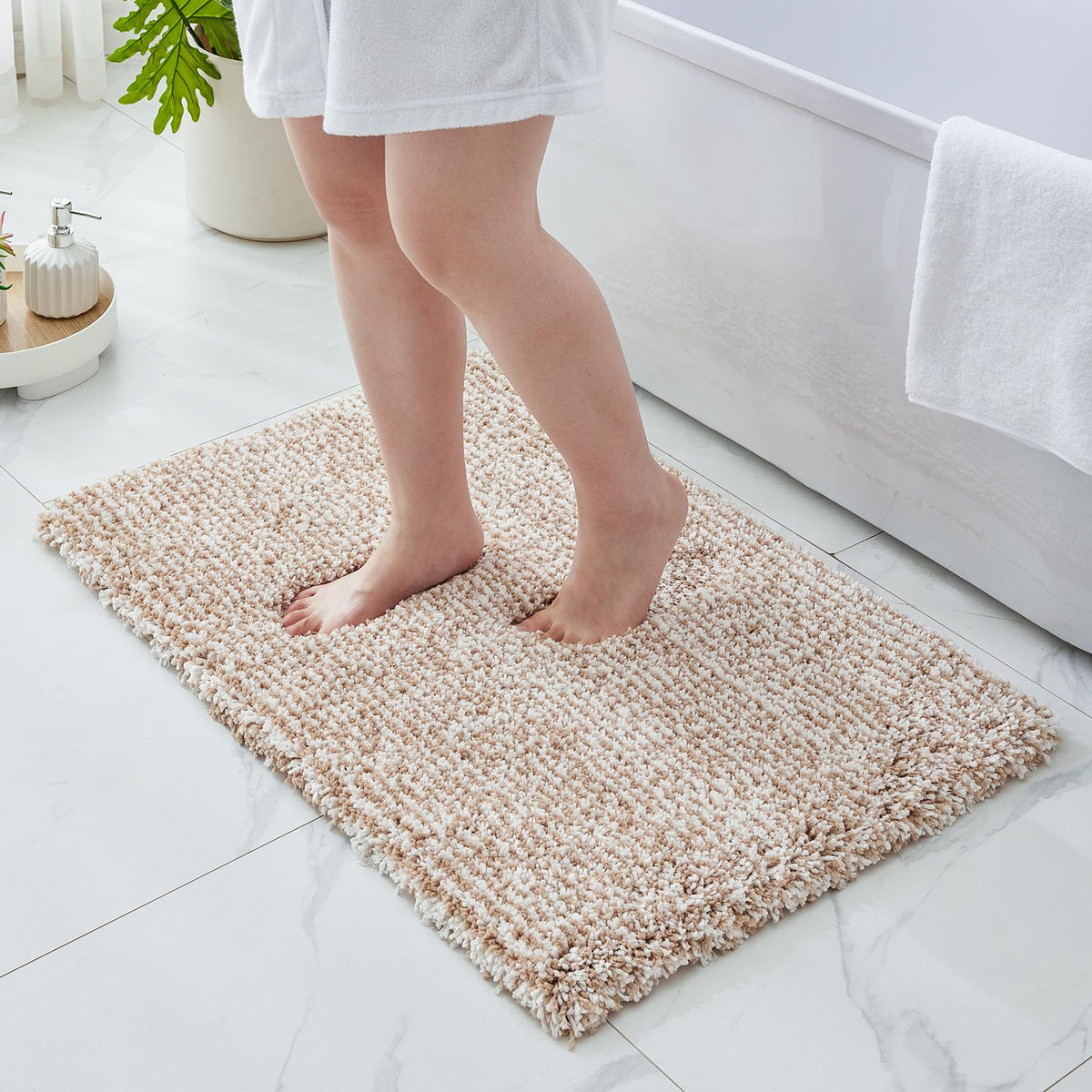 Microfiber Bathroom Rugs 24x17 Absorbent Soft Non Slip, Blue