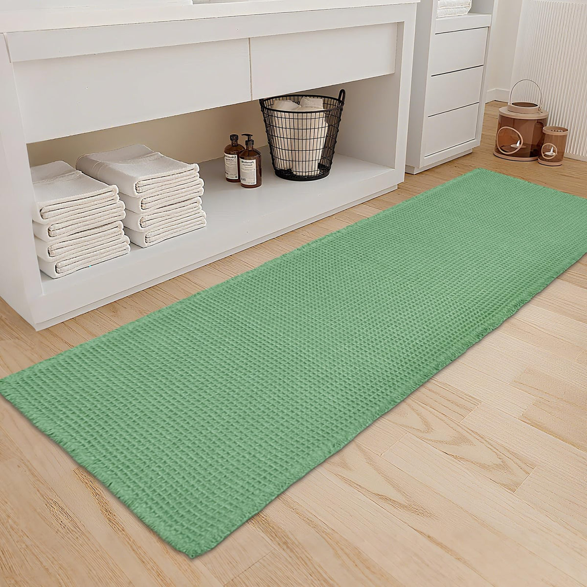 ZALL Tan Waffle Bath Mat,Super Absorbent Non Slip Bathroom Rug,Brown 18x30inch,Machine Washable Ultra Soft Floor Mats