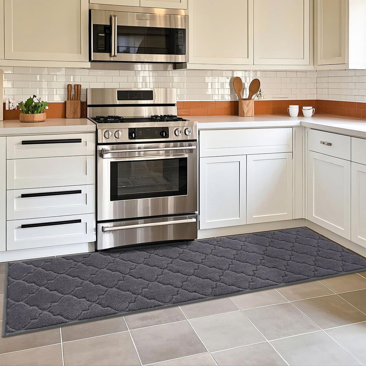 COSY HOMEER Soft Kitchen Floor Mats and Rugs Non Slip 20"x59",Dark Grey