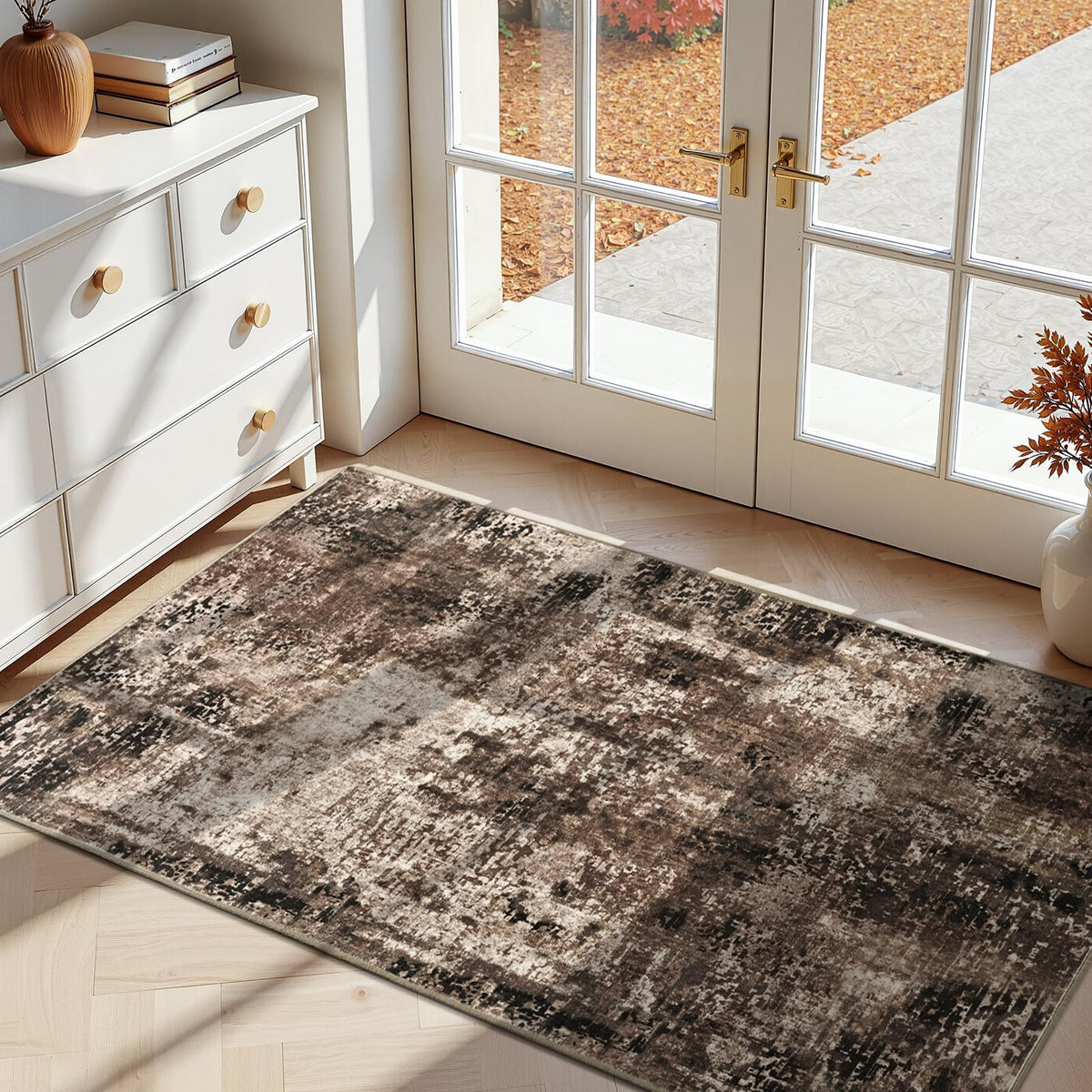 Ompaa 2x6 Rug Runners for Hallways Kitchen Runner Rug Non Slip Washable Grey Long Runner Rugs with Rubber Backing Soft Abstract Carpet Runner for Hallways, Kitchen, Bedroom, Bathroom, Entryway
