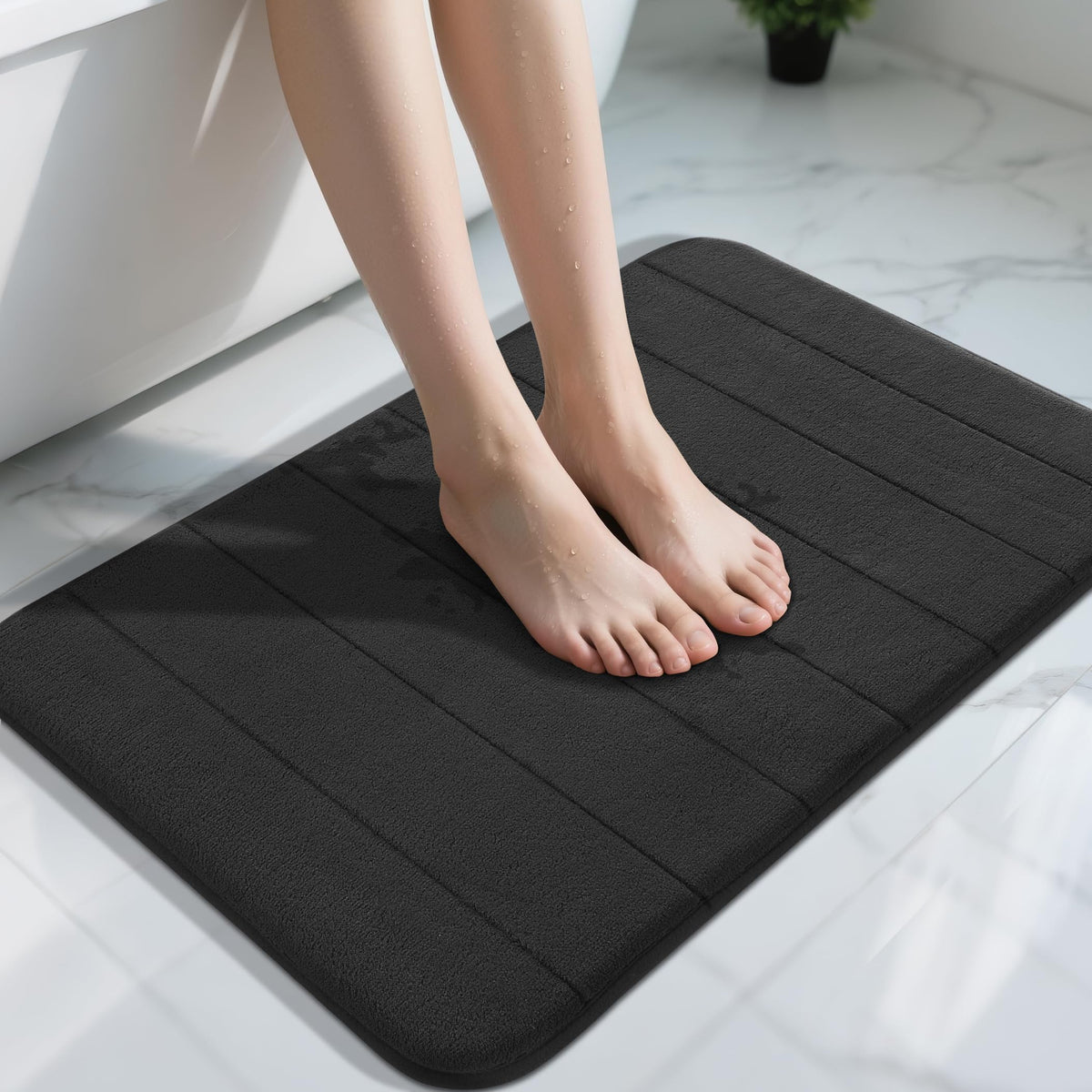 Yimobra Memory Foam Bath Mat, Super Soft & Absorbent Bathroom Rug, Grey