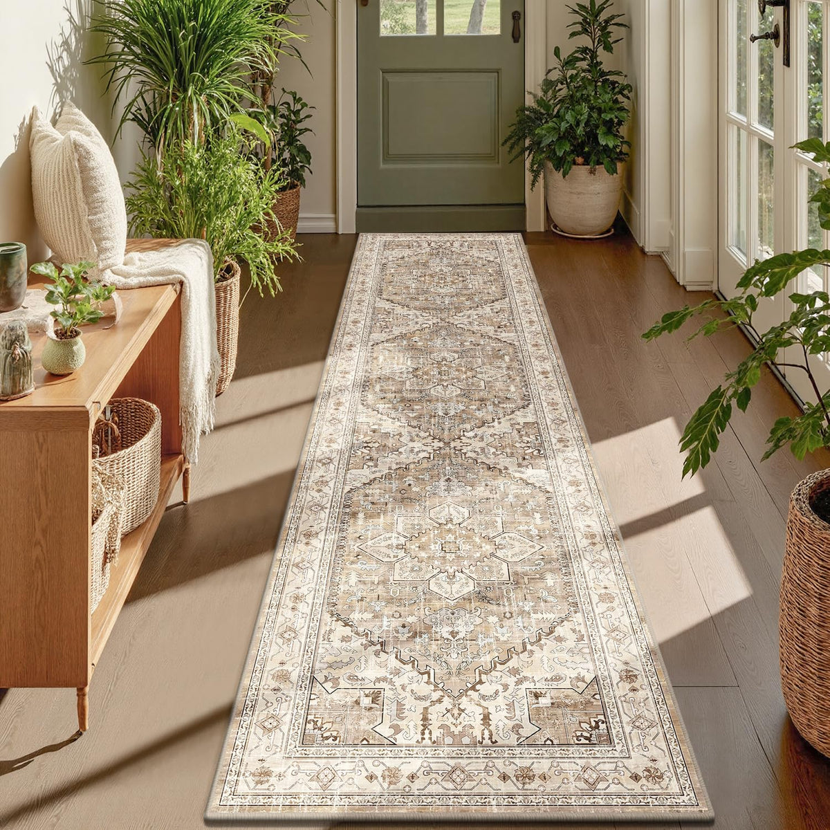 Yamaziot Washable Runner Rug, 2x8 Non-Slip Boho Vintage Hallway Kitchen Rug