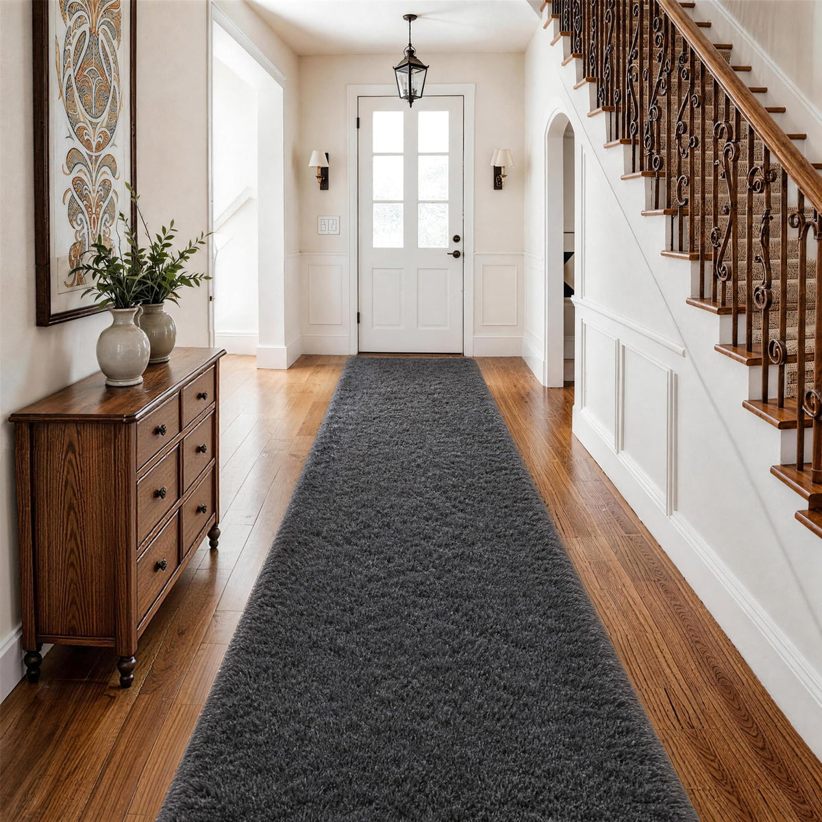 Ophanie 2x6 Washable Runner Rug for Hallway,Non-Slip Fluffy Soft Bedside Rugs, Bedroom Living Room Grey Shaggy Gray Carpet for Kids Girls Boys Dorm Nursery Home Decor Aesthetic