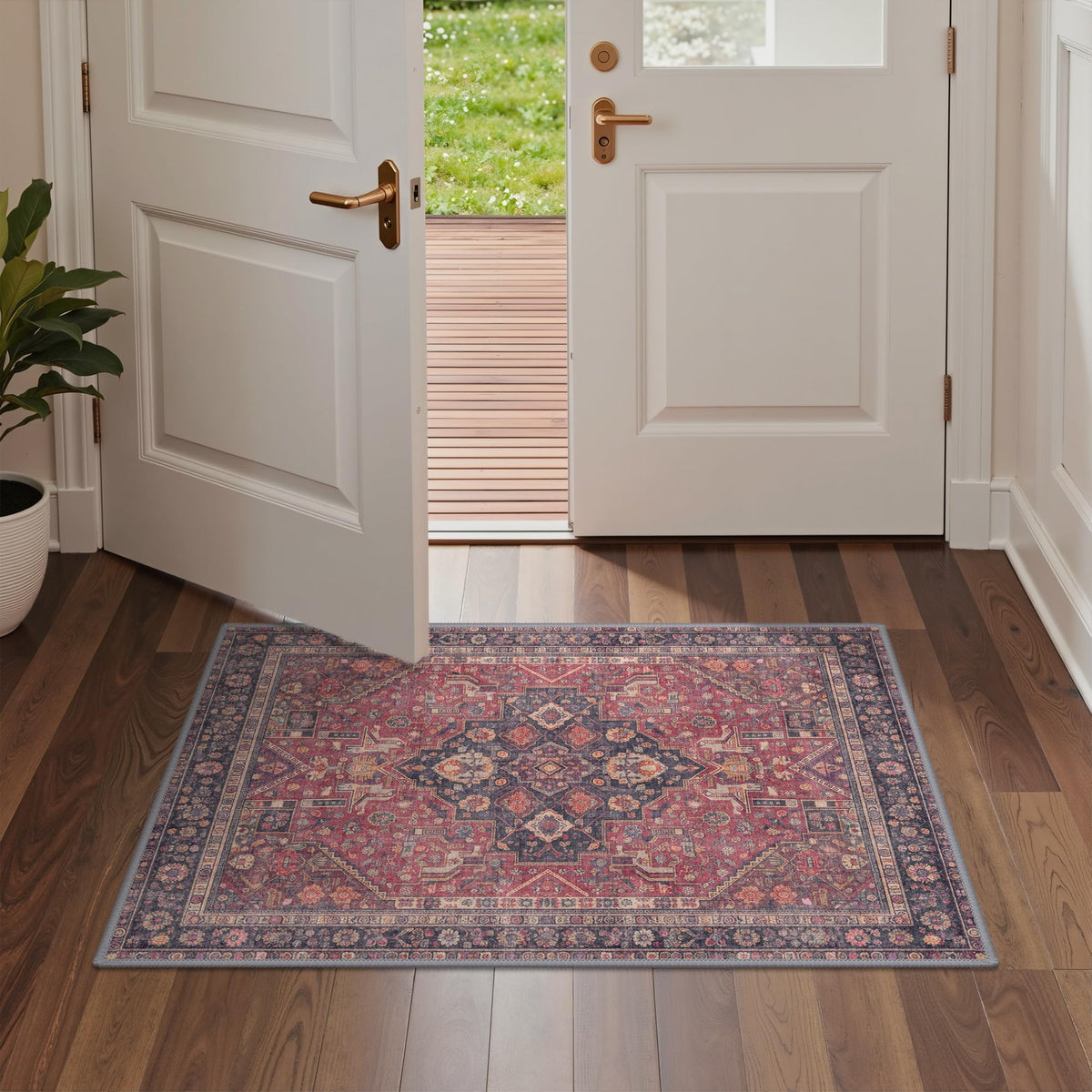 GENIMO 2x5 Washable Runner Rug Non Slip for Hallway, Light Taupe Brown