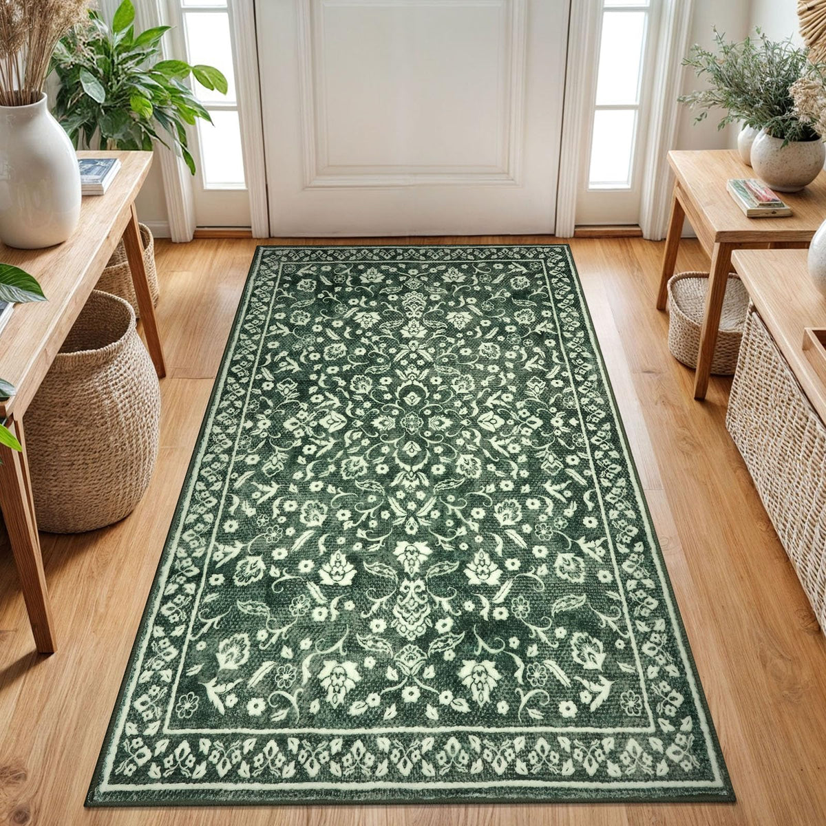 Vintage Washable Entryway Rug 2x3 Small Area Rug Non Slip Door Mat