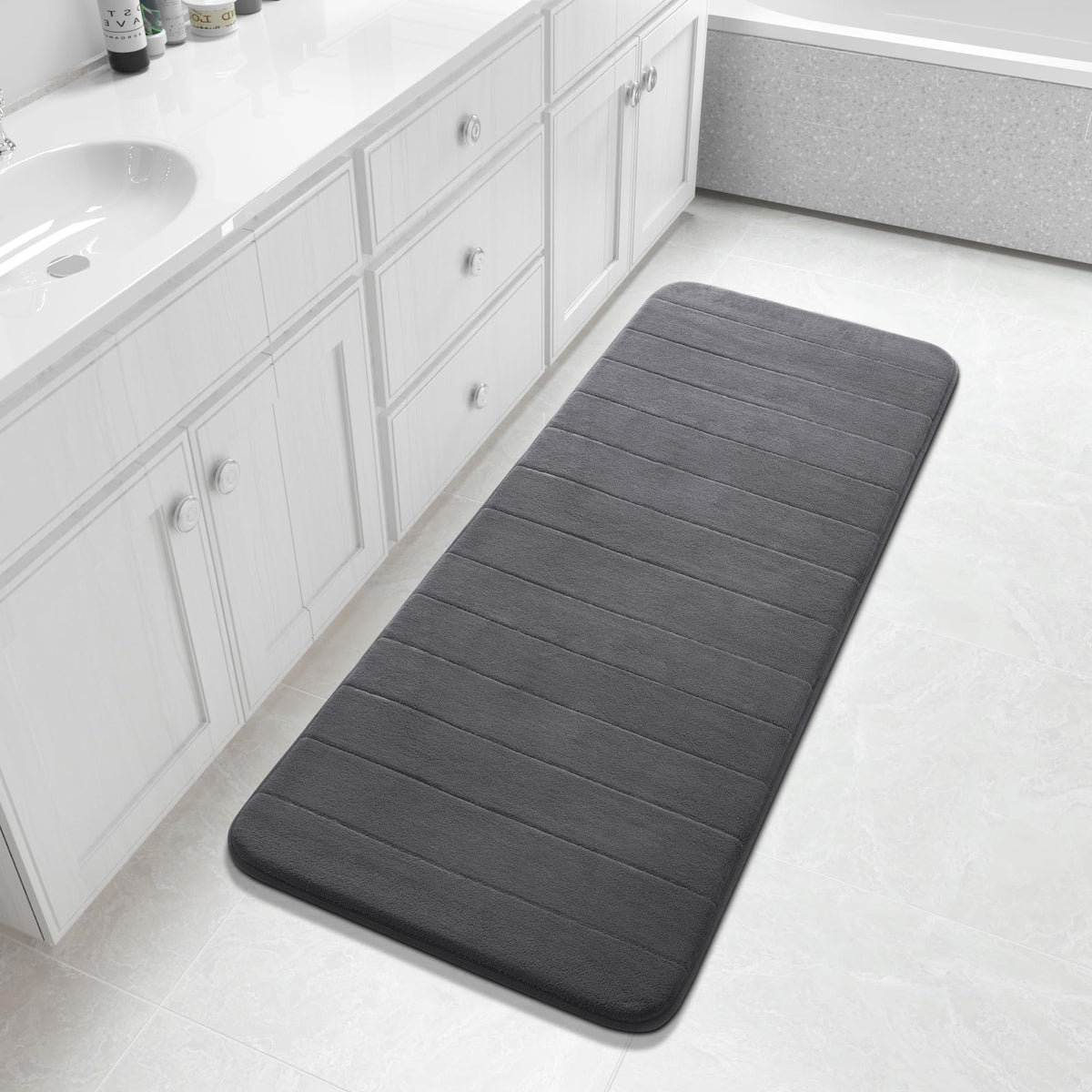 Yimobra Memory Foam Bath Mat, Super Soft & Absorbent Bathroom Rug, Grey