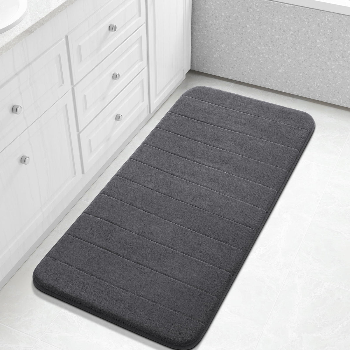 Yimobra Memory Foam Bath Mat, Super Soft & Absorbent Bathroom Rug, Grey