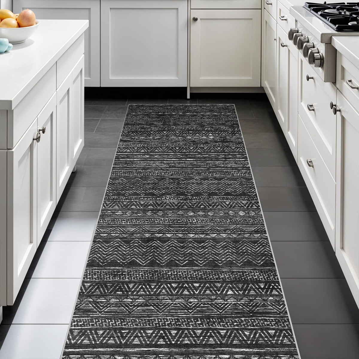 2x5 Runner Rug Washable Moroccan: Non Slip Kitchen Long Floor Mat Beige