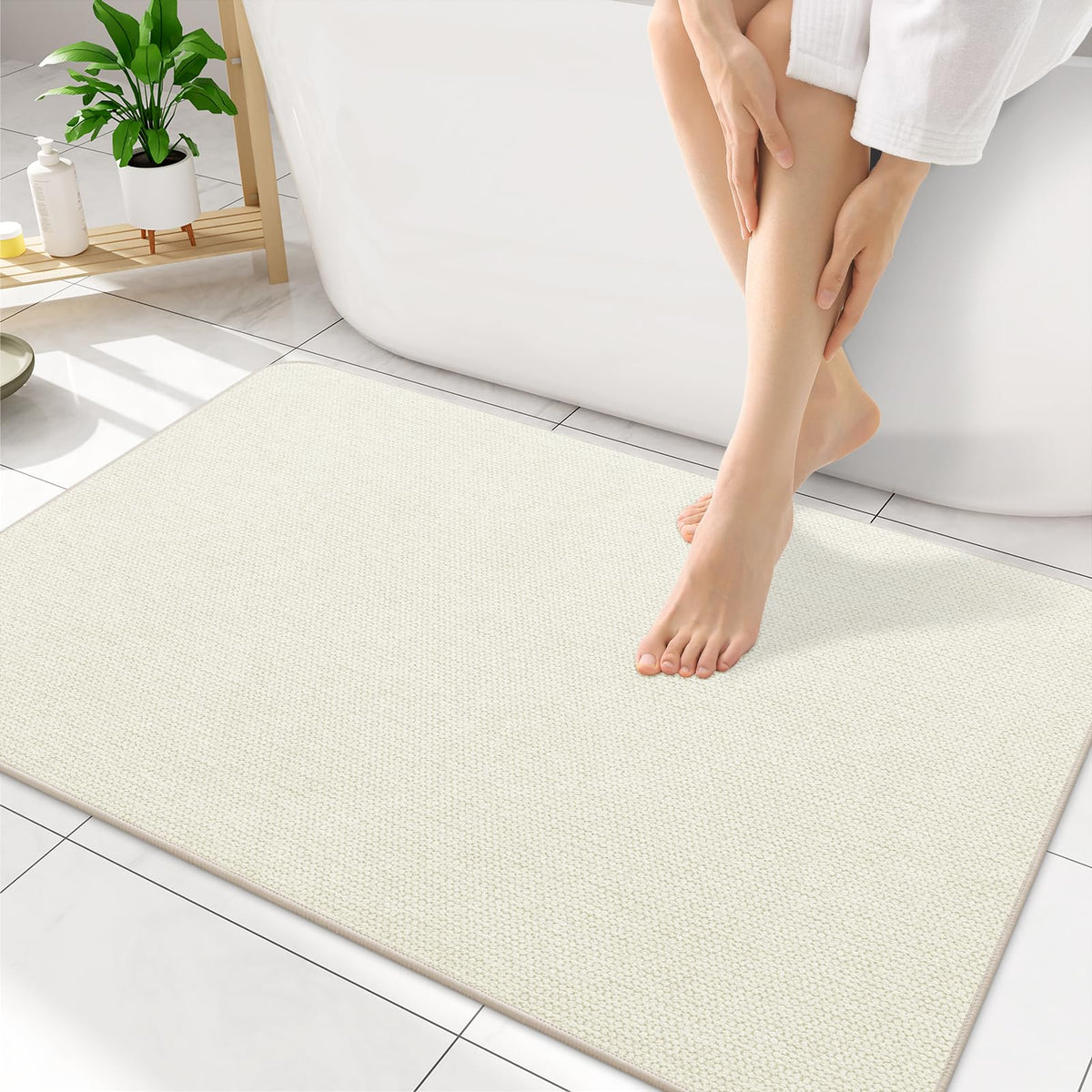 Smiry Ultra Thin Bath Mat 30X20, Non Slip Rubber Washable Bathroom Rugs