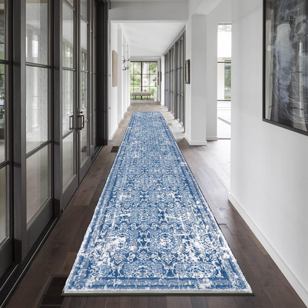 Vaukki Hallway Runner 2x6 ft, Grey Vintage Shaggy Soft Kitchen Rug