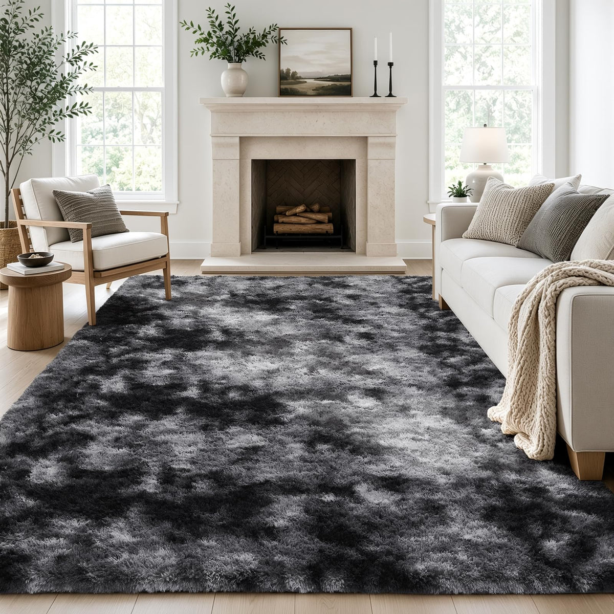 Ophanie 2x6 Washable Runner Rug for Hallway,Non-Slip Fluffy Soft Bedside Rugs, Bedroom Living Room Grey Shaggy Gray Carpet for Kids Girls Boys Dorm Nursery Home Decor Aesthetic