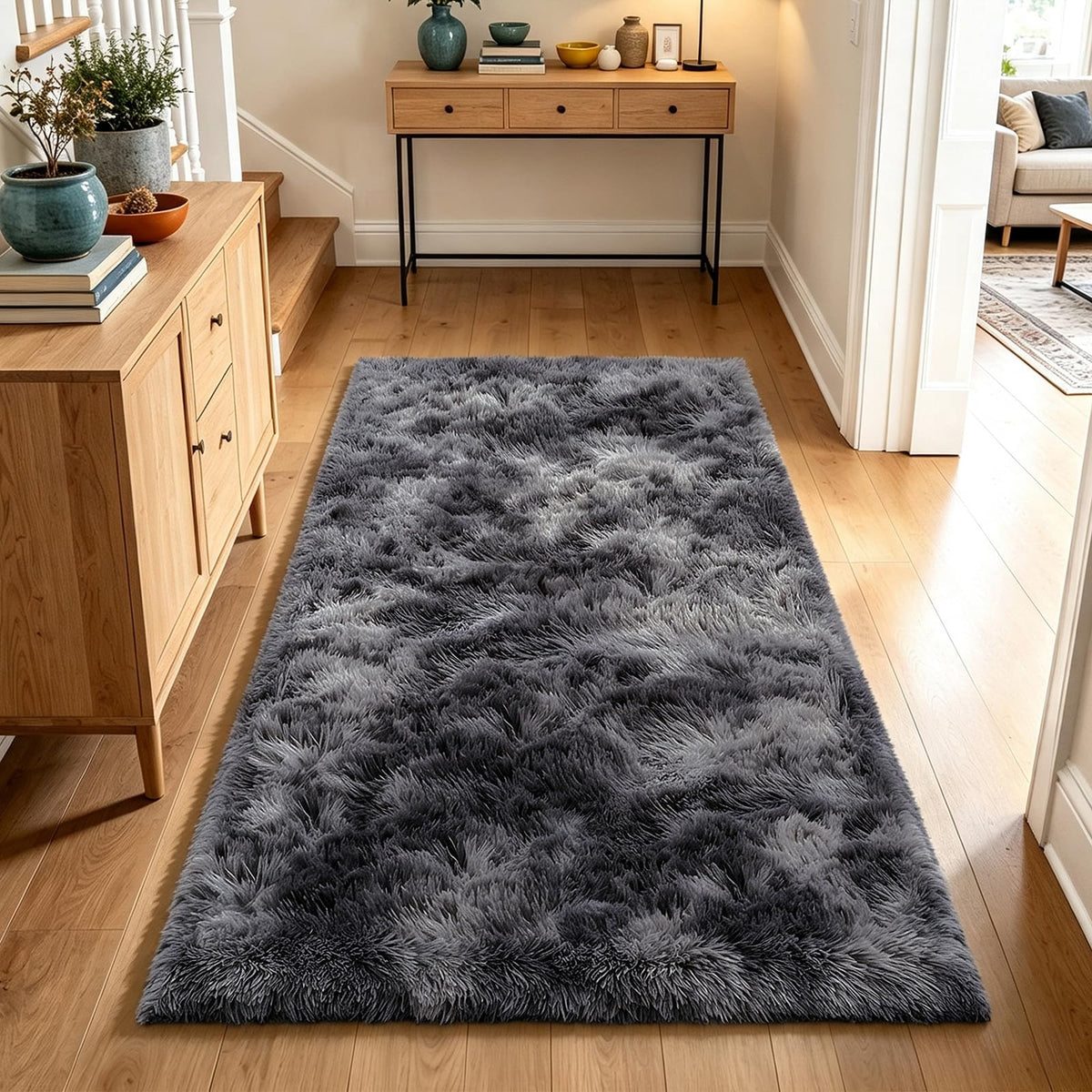 Beige 2x4 Area Rugs for Bedroom, Fluffy Shag Rug Small Rug Bedside Carpet