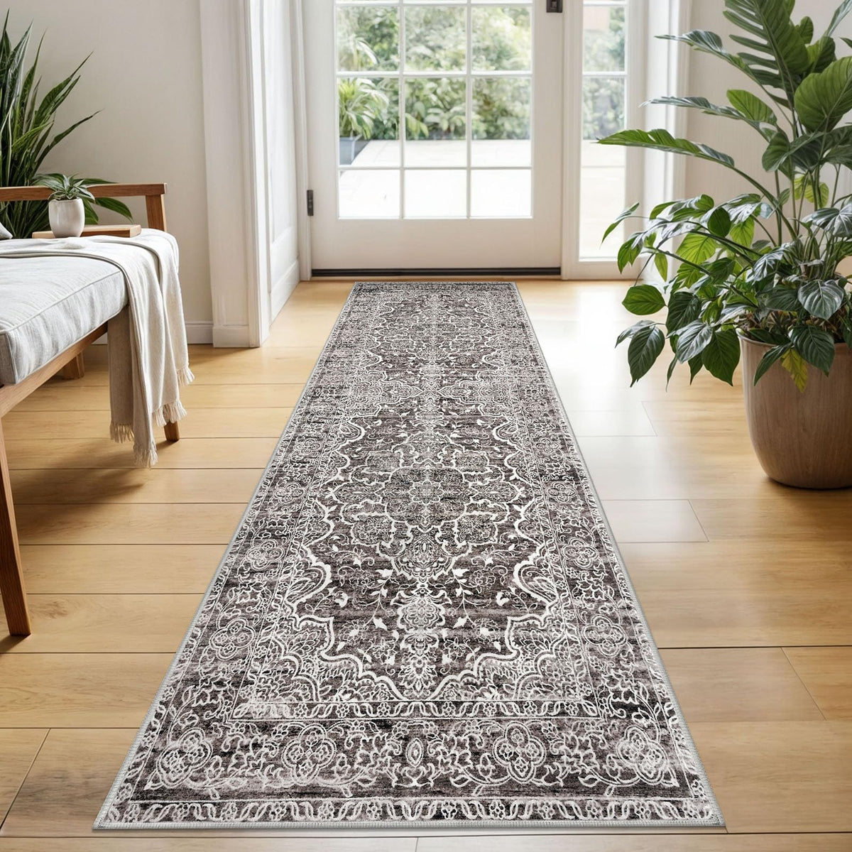 KUTA Entryway Rugs Indoor Washable Small Area Rug 2x3 Blue Entrance Carpet