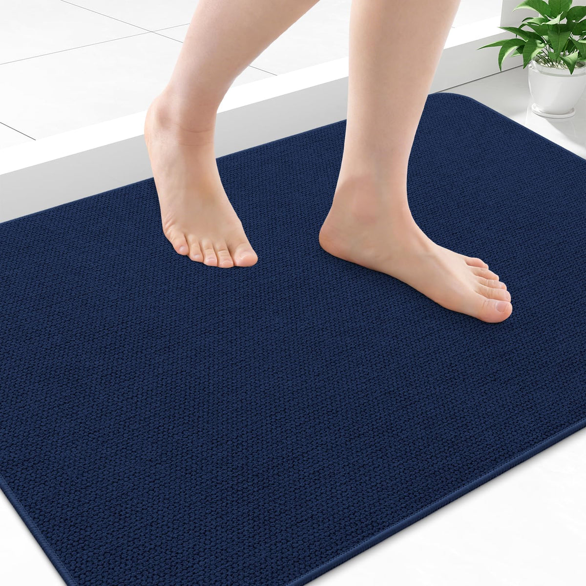 Smiry Ultra Thin Bath Mat 30X20, Non Slip Rubber Washable Bathroom Rugs