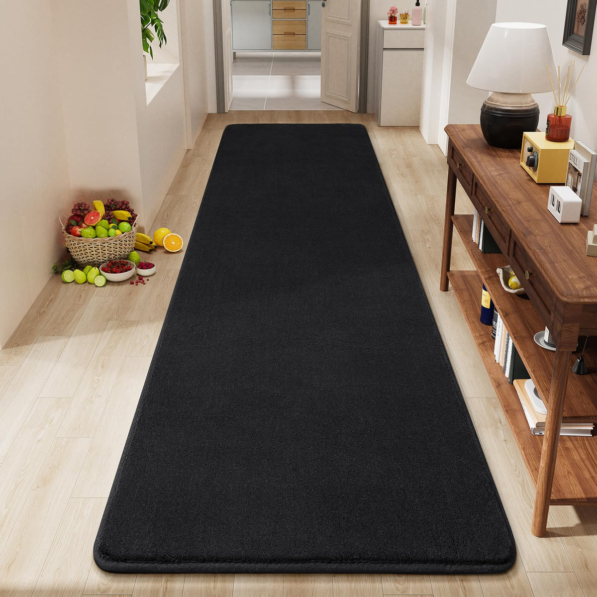 Amearea Modern Soft Hallway Runner Rug, 2x6 Feet Black Washable Runner Rugs