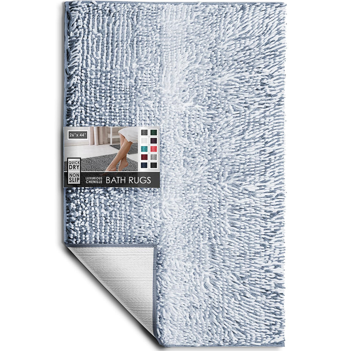Hearth & Harbor Bathroom Rugs, Chenille Bath Mat - Machine Washable Bath Mats for Bathroom Non-Slip Backing Rubber, Quick Dry Bathroom Mat, 17 x 24 + 20 x 32 - Hunter Green