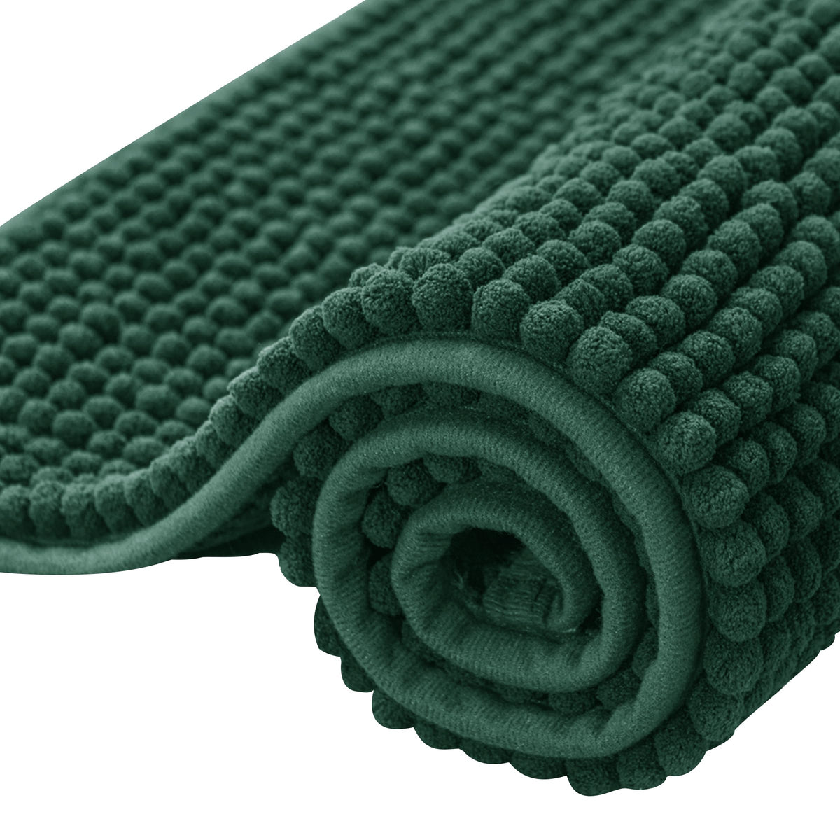 SUBRTEX Bathroom Rugs Chenille Bath Rug Soft Short Plush Bath Mat Soft Shower Mat Water Absorbent Shower Mat Quick Dry Machine Washable(White,18" x 24")