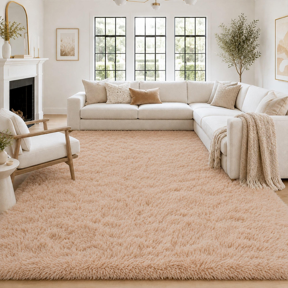 Baby Pink Fluffy Area Rug, Soft Washable, 2x5 Ft for Bedside