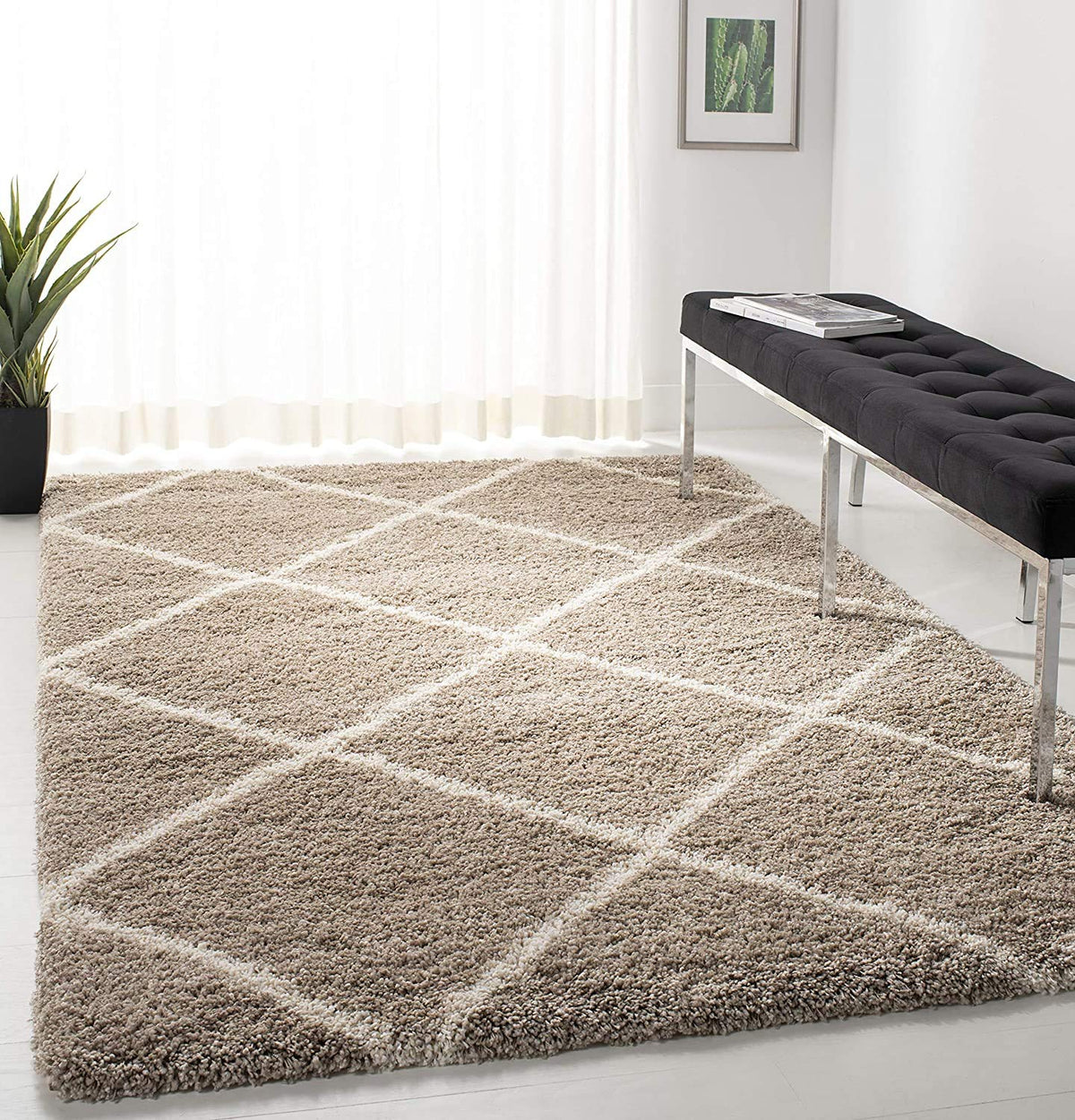 SAFAVIEH Hudson Shag Accent Rug 2'x3', Soft Distressed Grey & Ivory SGH281K