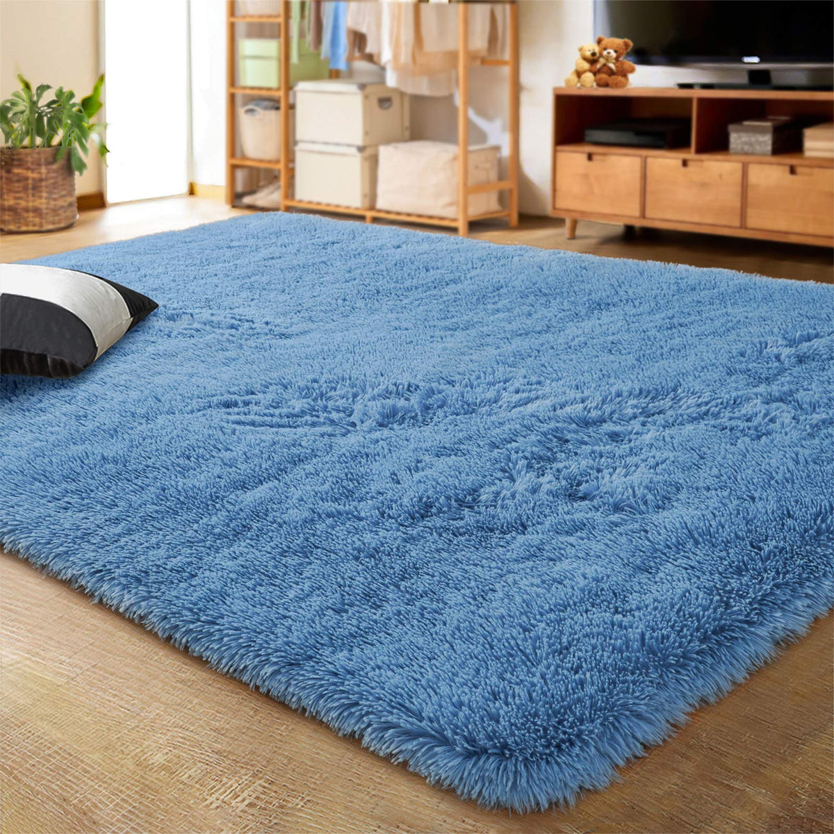 LOCHAS 2x3 Area Rugs Fluffy Living Room Carpets for Kids Bedroom, Brown