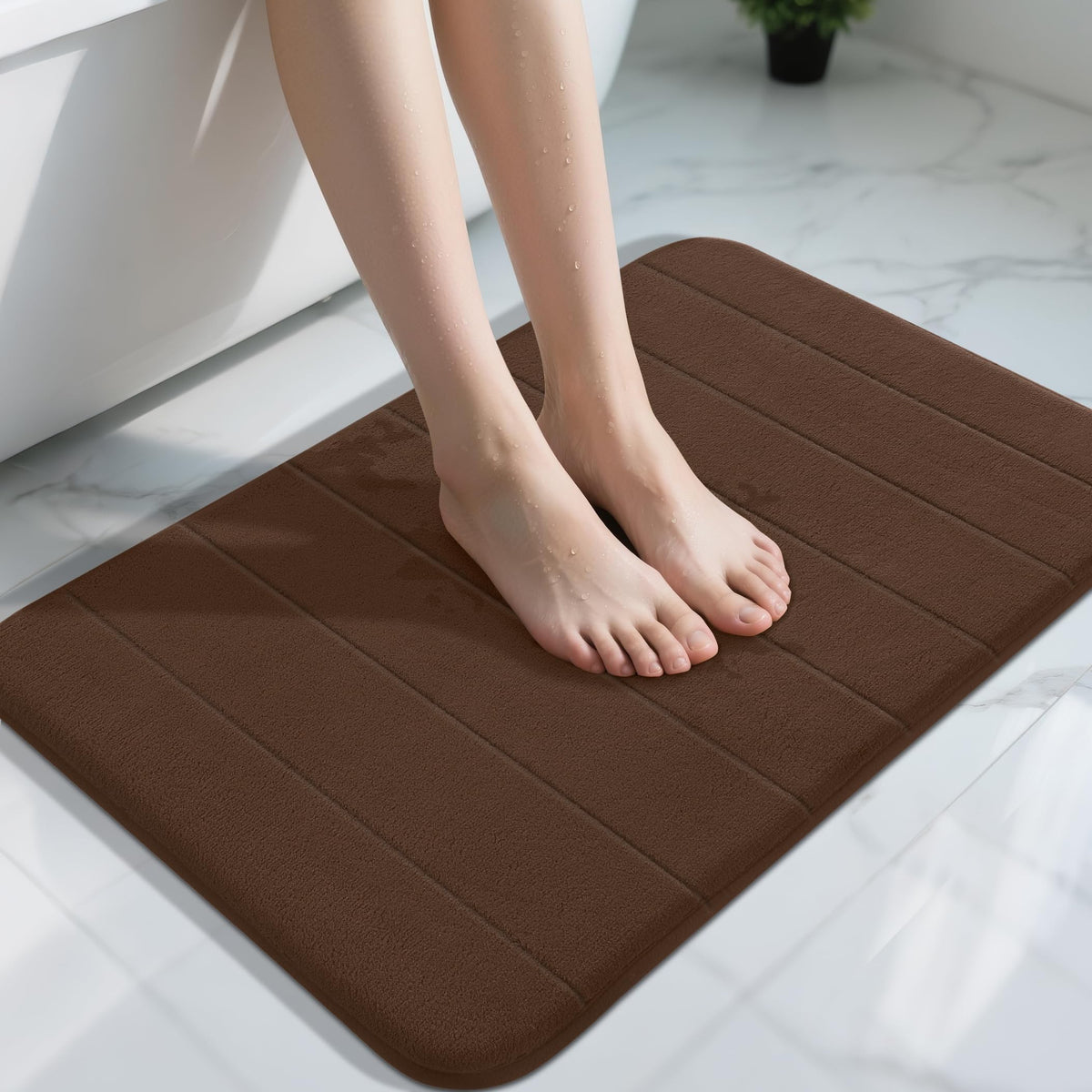 Yimobra Memory Foam Bath Mat, Super Soft & Absorbent Bathroom Rug, Grey