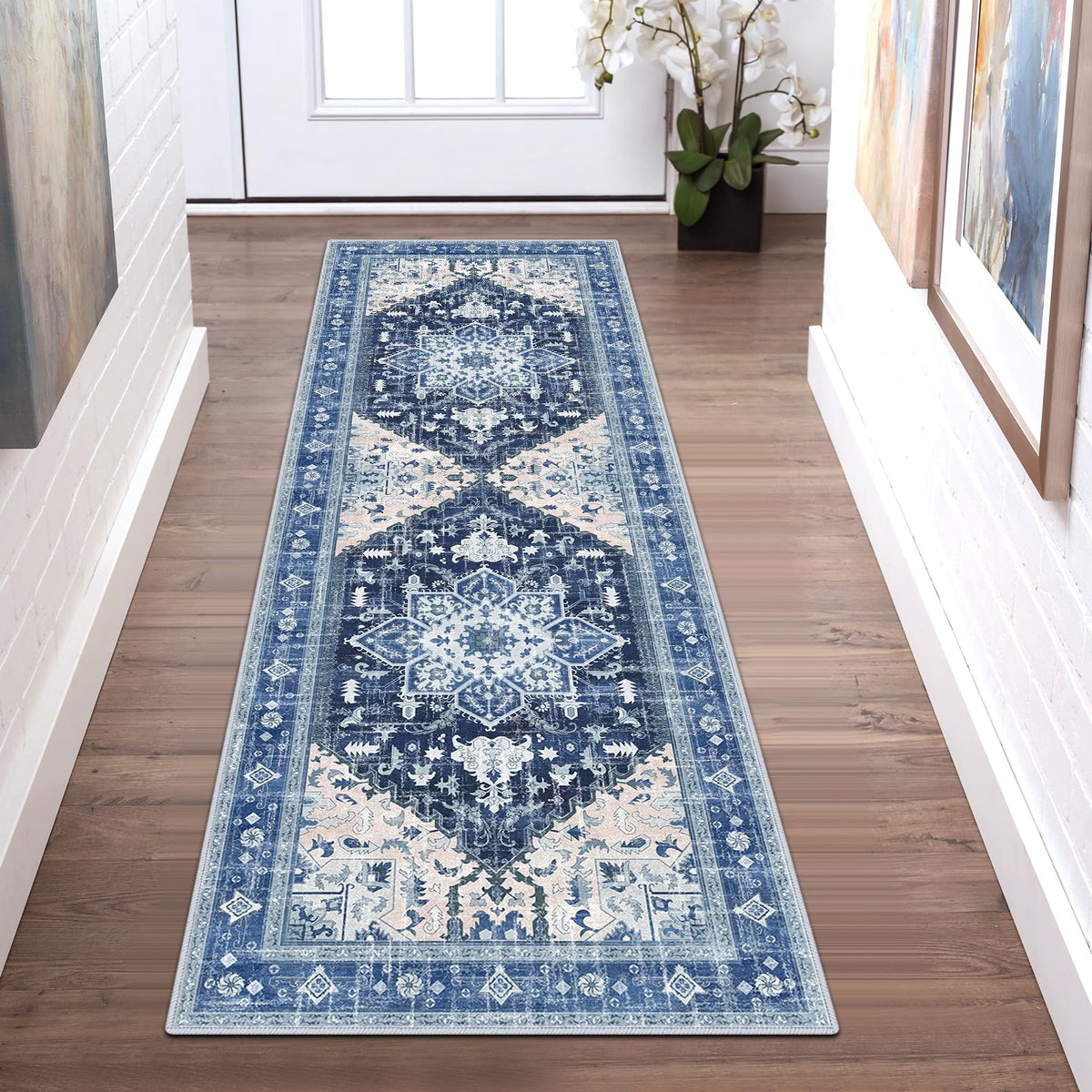 Yamaziot Washable Runner Rug, 2x8 Non-Slip Boho Vintage Hallway Kitchen Rug