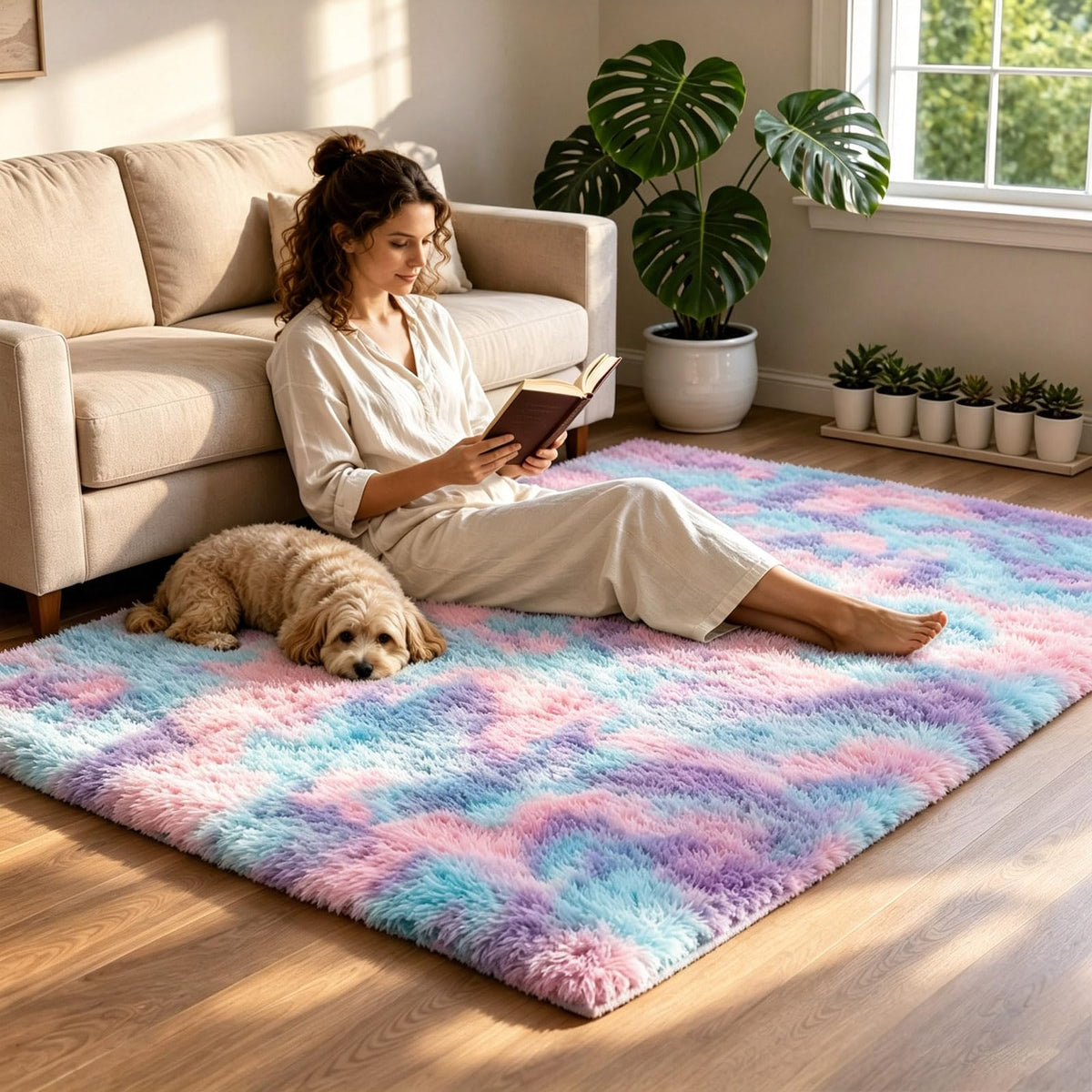 2x6 Dark Grey Fluffy Runner Rug for Hallway and Bedroom, Washable Soft Shaggy Carpet, Non-Slip Thick Shag Rug for Bedside and Living Room, Kids' and Girls' Nursery, Aesthetic Home Decor