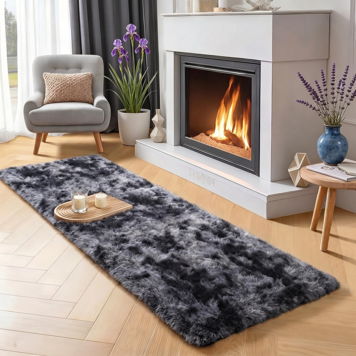 Super Soft Runner Rugs For Hallway 2x6 Ft,Grey Rug Home Decor Aesthetic
