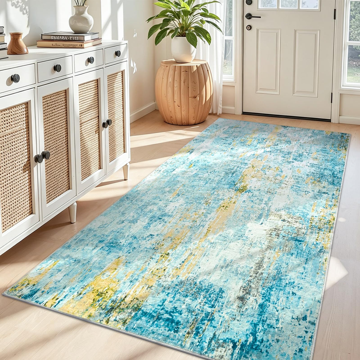 Ompaa 2x6 Rug Runners for Hallways Kitchen Runner Rug Non Slip Washable Grey Long Runner Rugs with Rubber Backing Soft Abstract Carpet Runner for Hallways, Kitchen, Bedroom, Bathroom, Entryway