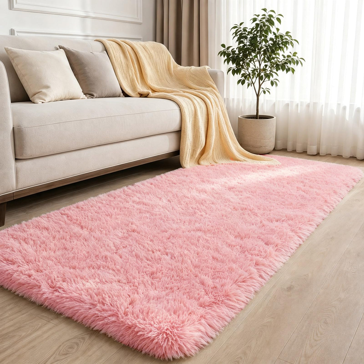 2x6 Dark Grey Fluffy Runner Rug for Hallway and Bedroom, Washable Soft Shaggy Carpet, Non-Slip Thick Shag Rug for Bedside and Living Room, Kids' and Girls' Nursery, Aesthetic Home Decor