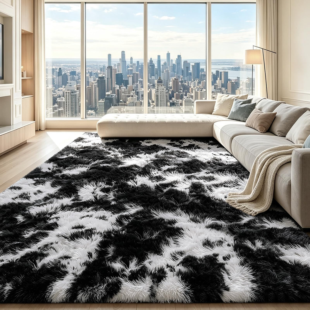 Beige 2x4 Area Rugs for Bedroom, Fluffy Shag Rug Small Rug Bedside Carpet