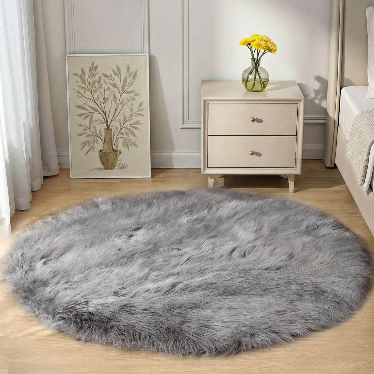 Goolela White Fluffy Faux Fur Rug for Bedroom Faux Sheepskin Rug 2x3 White Fuzzy Furry Bedside Carpet Dining Room Playroom Dorm Small Washable Rectangle