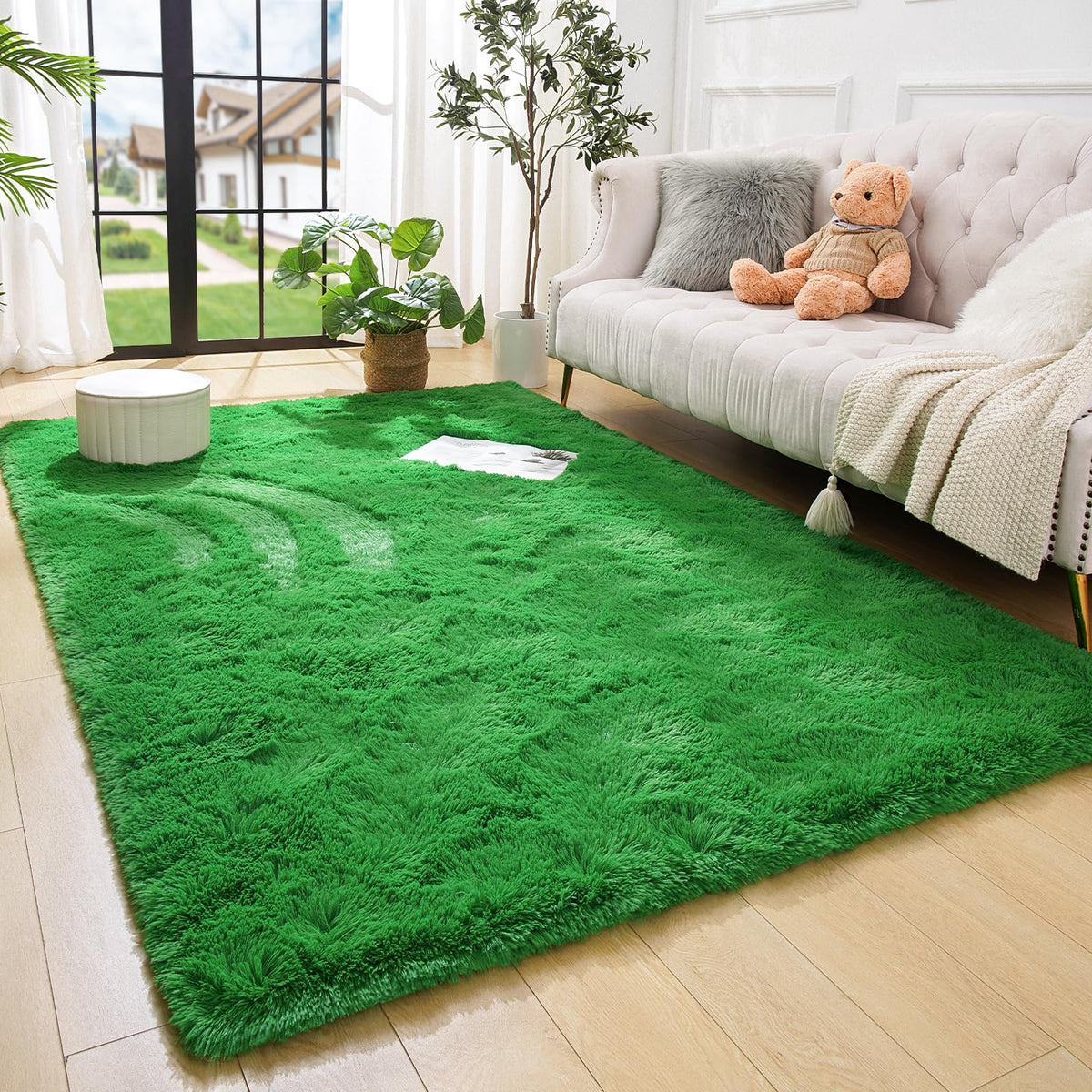 Amearea Shag Fluffy Small Rug, 2x4 Throw Rugs for Bedroom Girls, Black