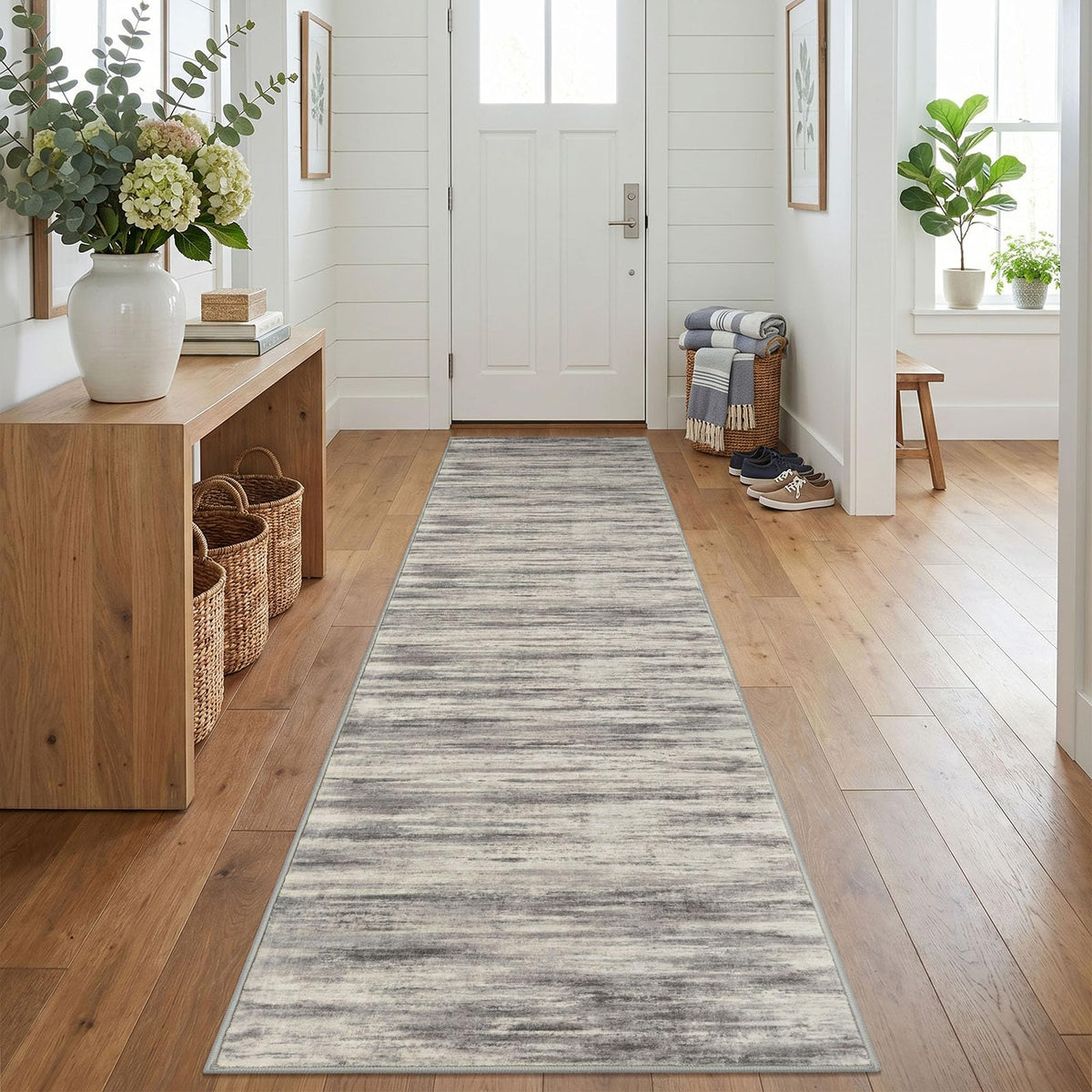 KOZYFLY Abstract Entryway Rug 2x3 Washable Door Mat Indoor Blue Beige
