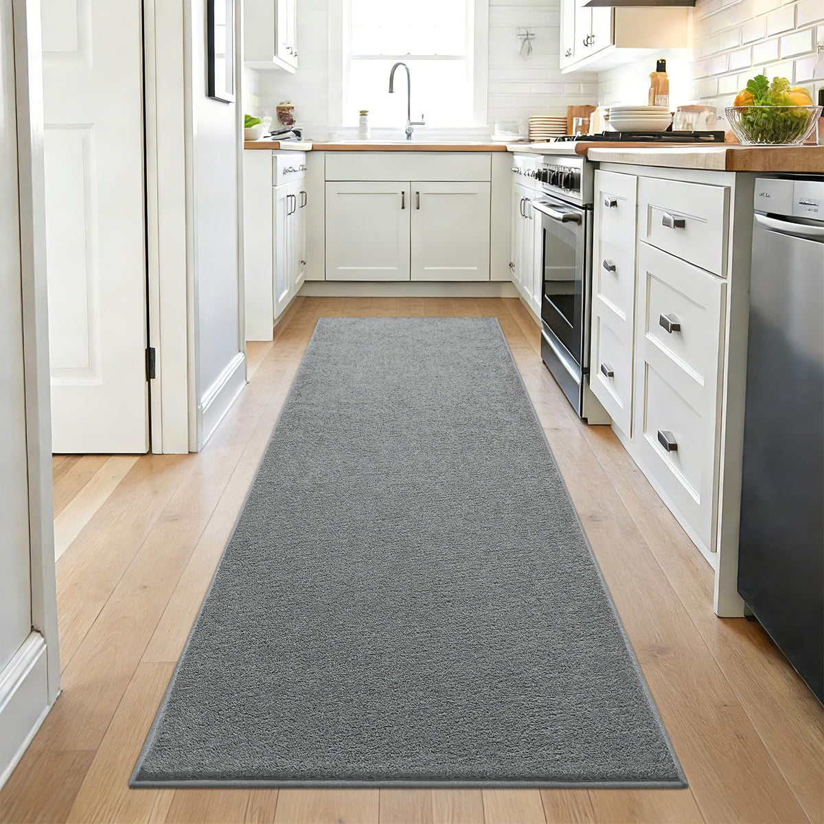 ISEAU 2x6 Soft Runner Rug for Hallway, Washable and Non-Slip, Black
