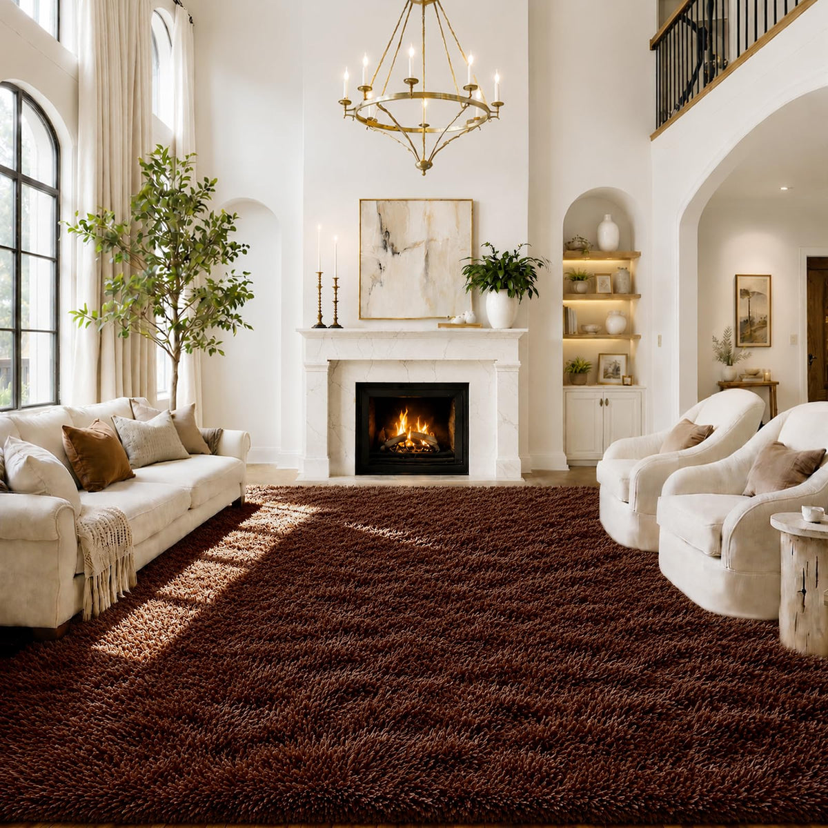 Small Shag Area Rug for Bedroom, 2x3 Cream Soft Plush Carpet