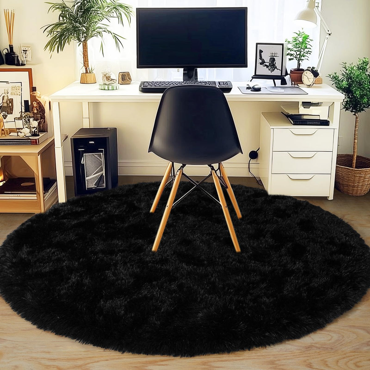 Small Black Area Rug, 2x3 Rug for Bedroom Shaggy Throw Rugs for Dorm Rug, Soft Shag Carpet for Kids Room, Plush Comfy Fluffy Bedside Rug for Home Decor Aesthetic