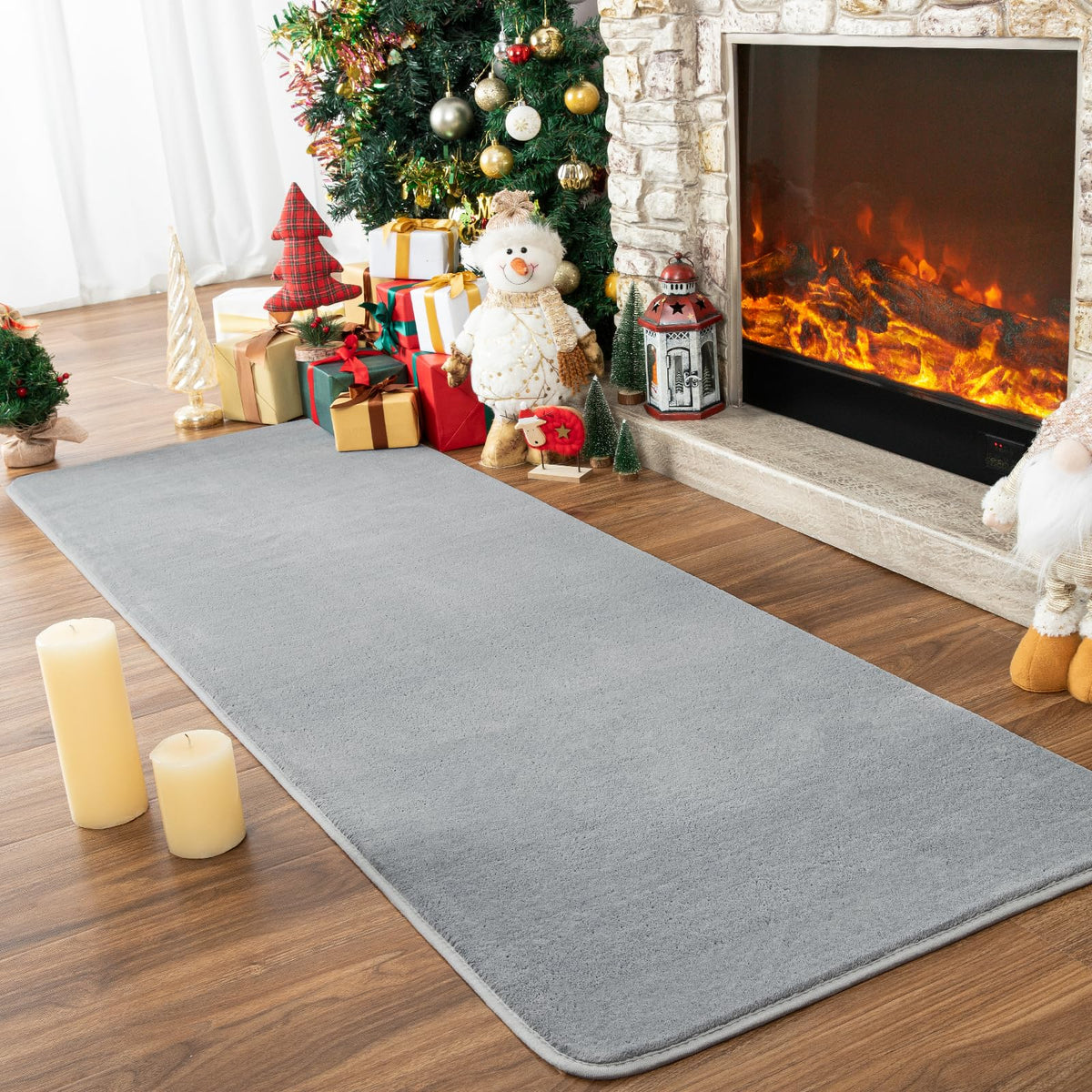 Przemy 2x6 Soft Runner Rug for Bedroom Living Room, Dark Purple Washable