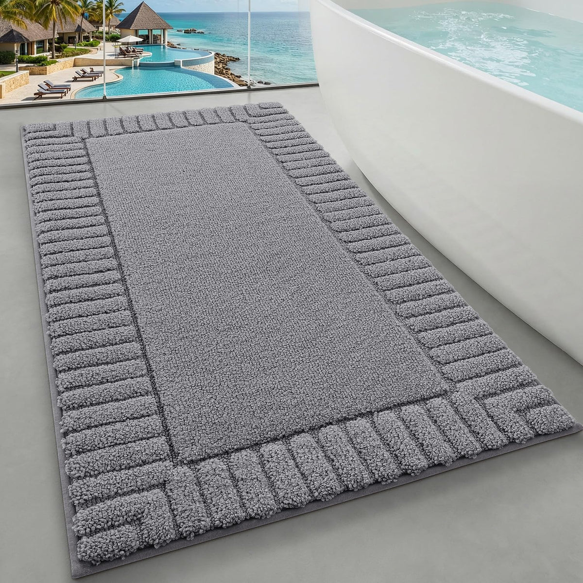 LUMI Soft Bathroom Rugs Absorbent, Non Slip Bath Mat 20x32, White