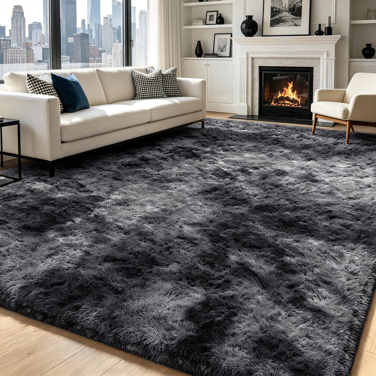 Beige 2x4 Area Rugs for Bedroom, Fluffy Shag Rug Small Rug Bedside Carpet