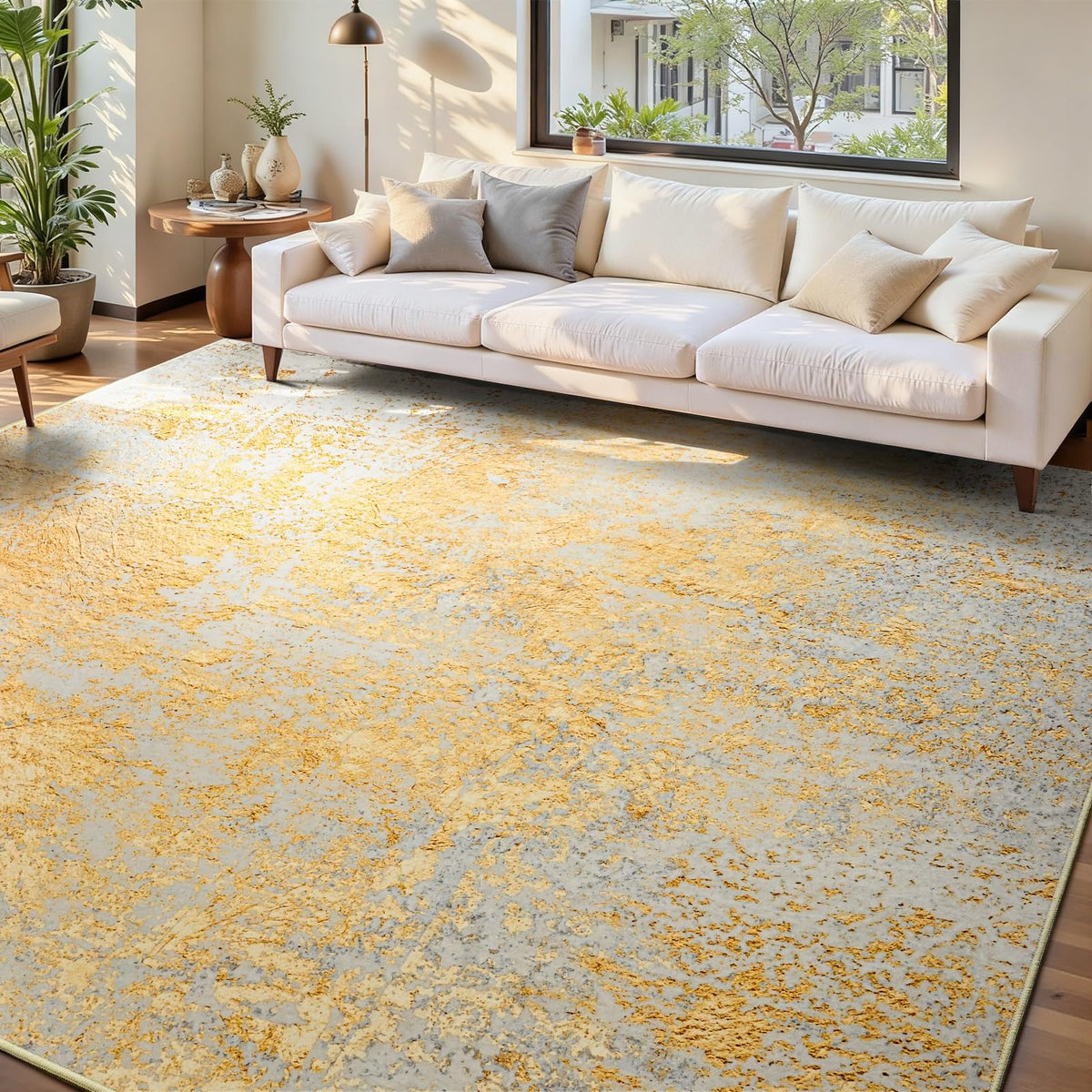 Ompaa 2x6 Rug Runners for Hallways Kitchen Runner Rug Non Slip Washable Grey Long Runner Rugs with Rubber Backing Soft Abstract Carpet Runner for Hallways, Kitchen, Bedroom, Bathroom, Entryway