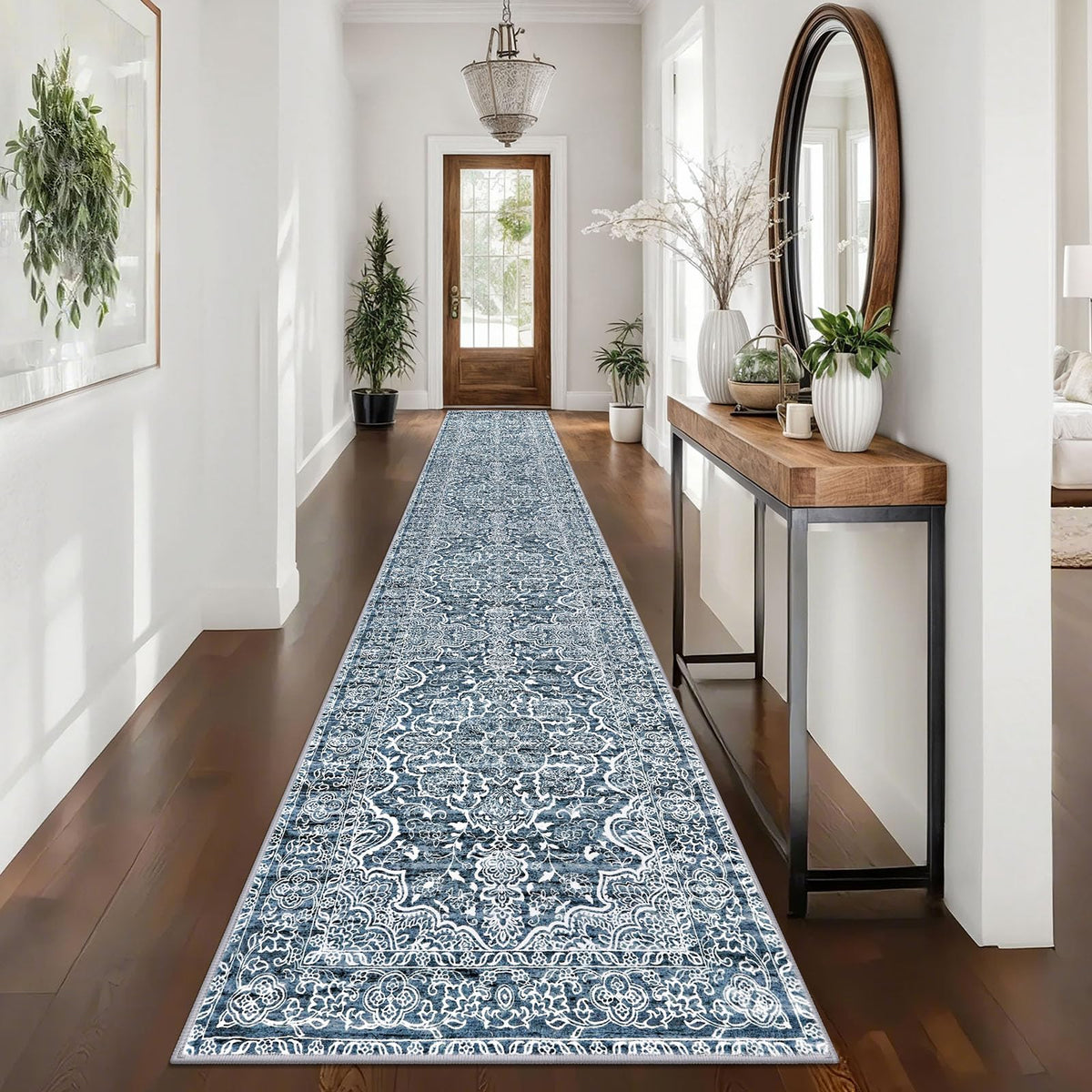 KUTA Entryway Rugs Indoor Washable Small Area Rug 2x3 Blue Entrance Carpet