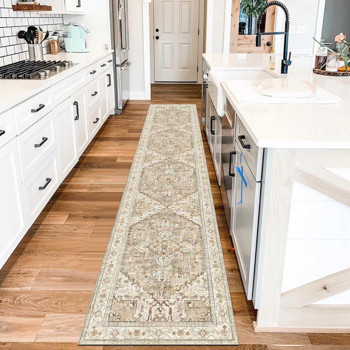 Yamaziot Washable Runner Rug, 2x8 Non-Slip Boho Vintage Hallway Kitchen Rug